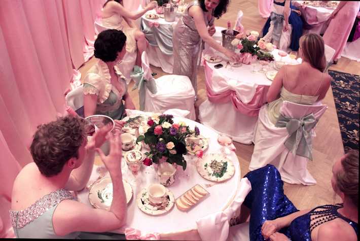 dining set up, opulent attire